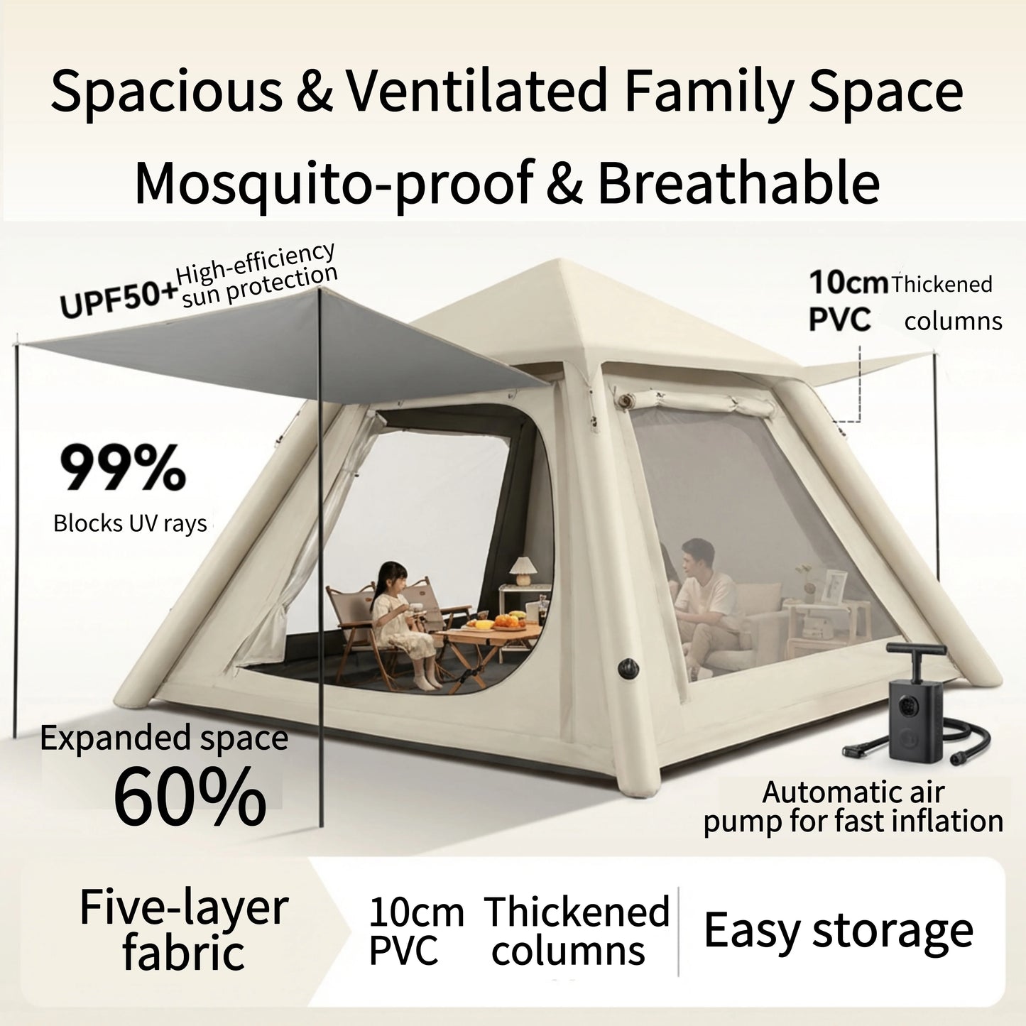 Portable Inflatable Tent Foldable Outdoor Camping Overnight Gear Thickened Waterproof for Hiking And Backyard Picnics