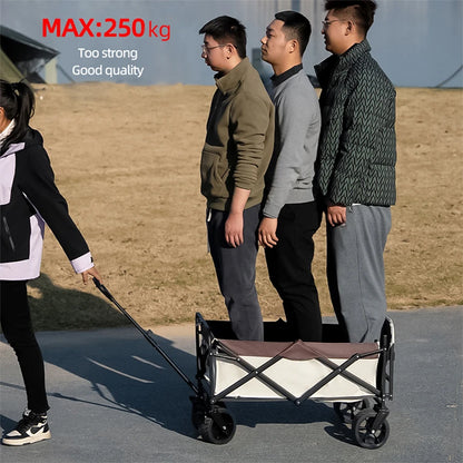 Heavy Duty Outdoor Folding Wagon Cart Large Capacity Collapsible Utility Trolley Portable for Garden Beach Camping