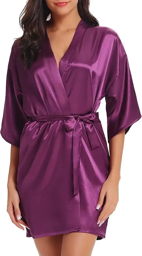 New Women's Sleeping Robe Home Clothes Sleeping Bridal Morning Robe Ding Simulated Silk Elastic Sleeping Robe Silk Short Dress