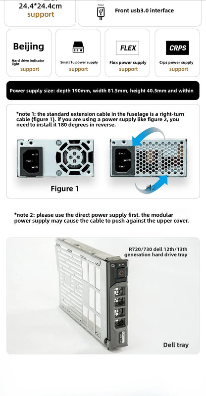 N10 NAS Case - 10+2 Bay Hot Swap, Supports MATX Board & 1U PSU, 4 PCI-E Slots, Aluminum Chassis for Storage