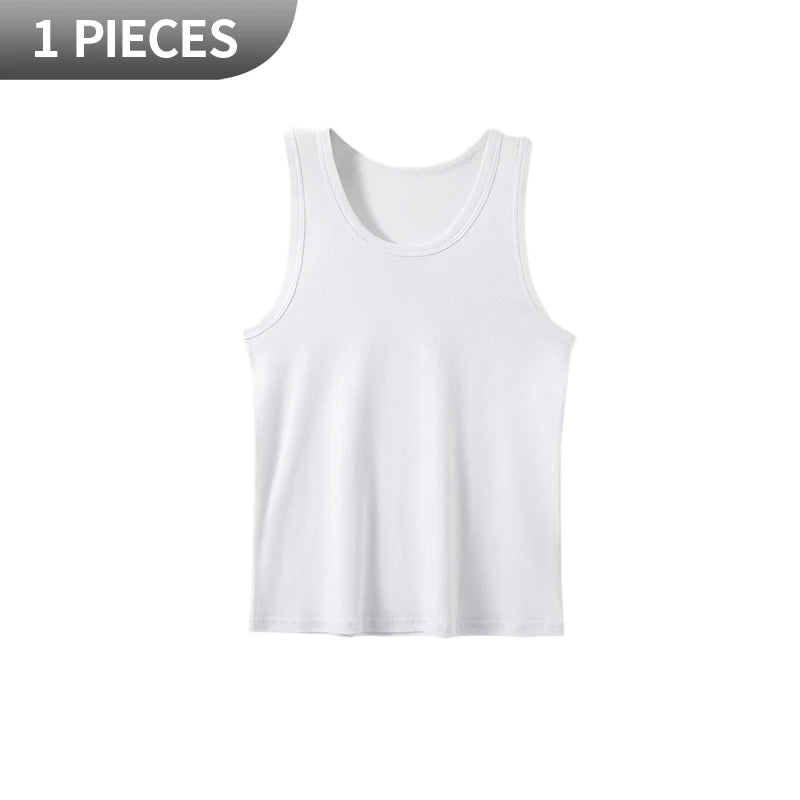 1/3 Pack Four Seasons Men's Cotton Joker Vest Teenagers Simple Fit Sports Fitness T-shirt Middle-aged Casual Sleeveless Shirt