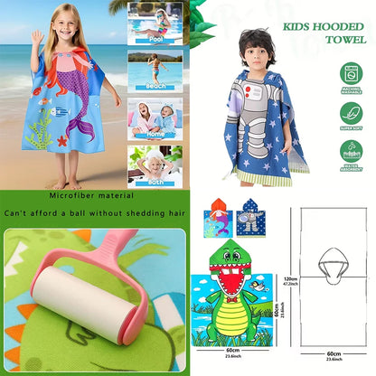 1 Pack of Cartoon Hooded Poncho Bath Towels for Children Aged 2-7, Made of Polyester Fiber with Strong Water Absorption, Cartoon-Themed Bath Towel, Suitable for Beach Trips, Bathroom Supplies
