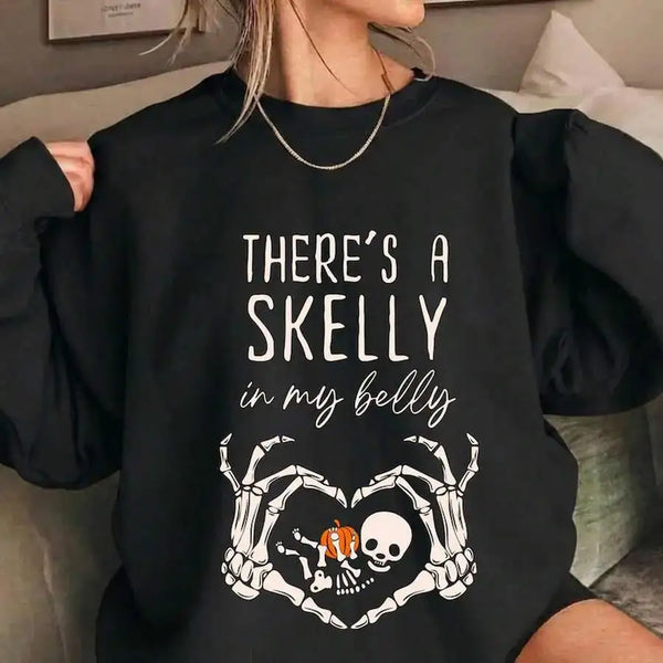 Skelly in My Belly Halloween Sweatshirt