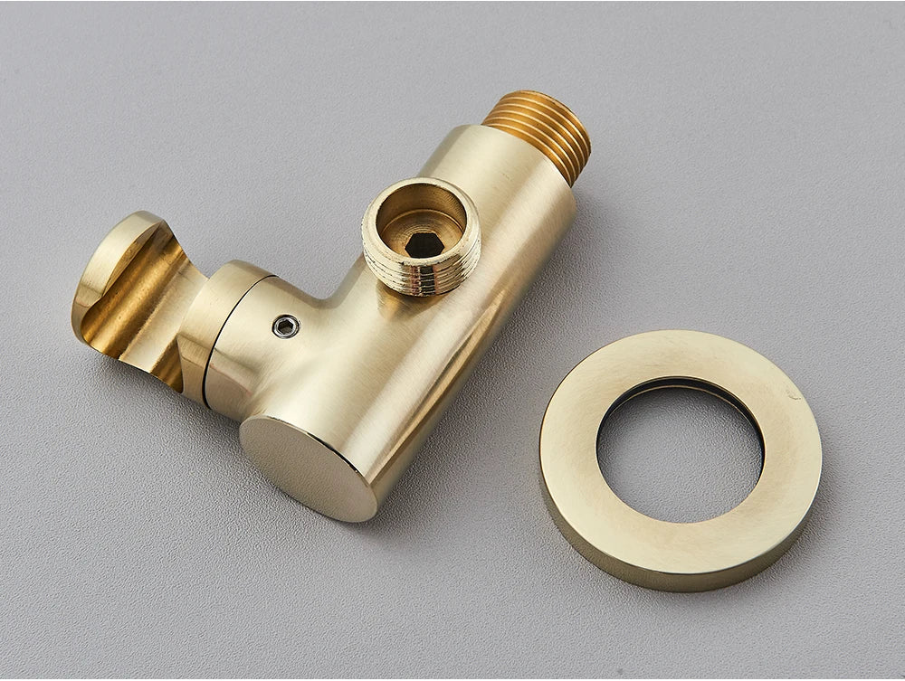Brushed Gold Handheld Shower Bathroom Shower Faucet Hot & Cold Water Tap Brass Shower Holder 1.5M Hose Brass Shower Valve