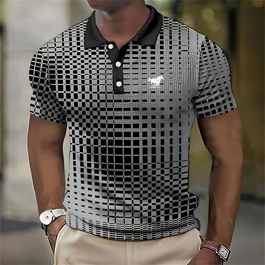 The 2025 summer new men's POLO shirt is breathable sweat-absorbent casual and fashionable with 3D printed men's T-shirt
