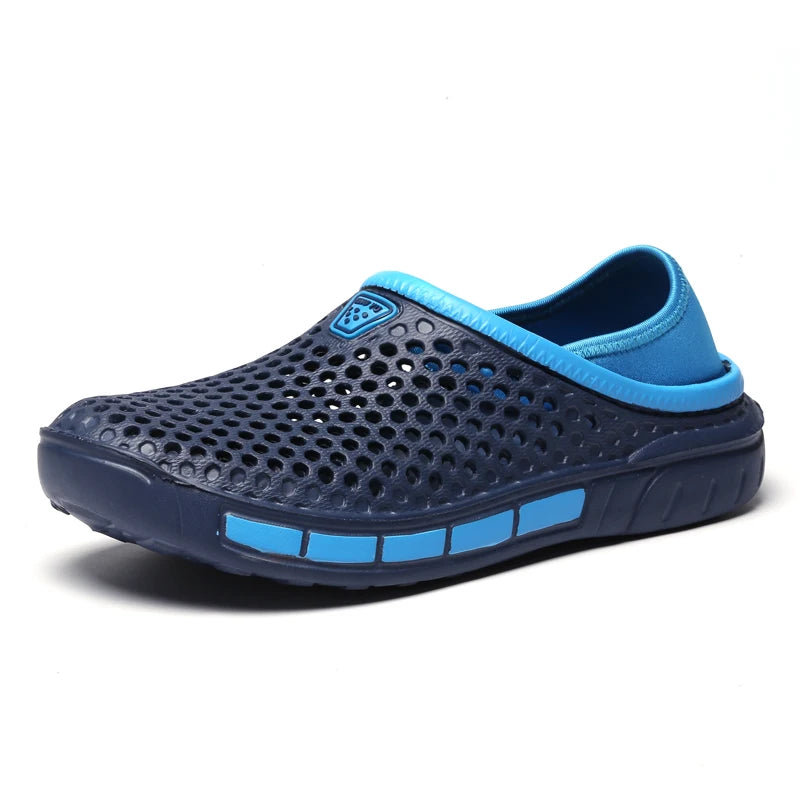 Men's Summer Sandals Clogs Casual Round Toe Slip on Outdoor Geometric Pattern Anti-slip Beach Hole Shoes Plus 46 47 Men Slippers