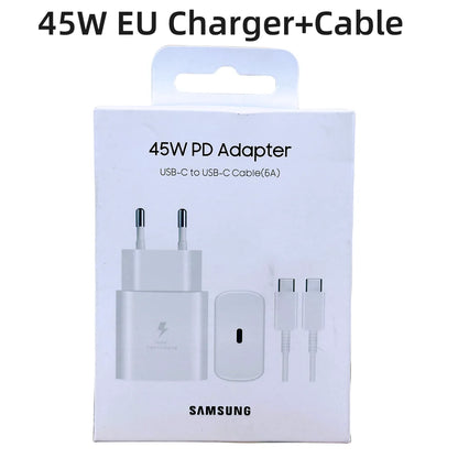 Original Samsung 45W Charger Type C EU Super Fast Charge Adapter For Galaxy Z Flip Fold 5 4 3 2 S24 S23 S22 Note20 Ultra Plus