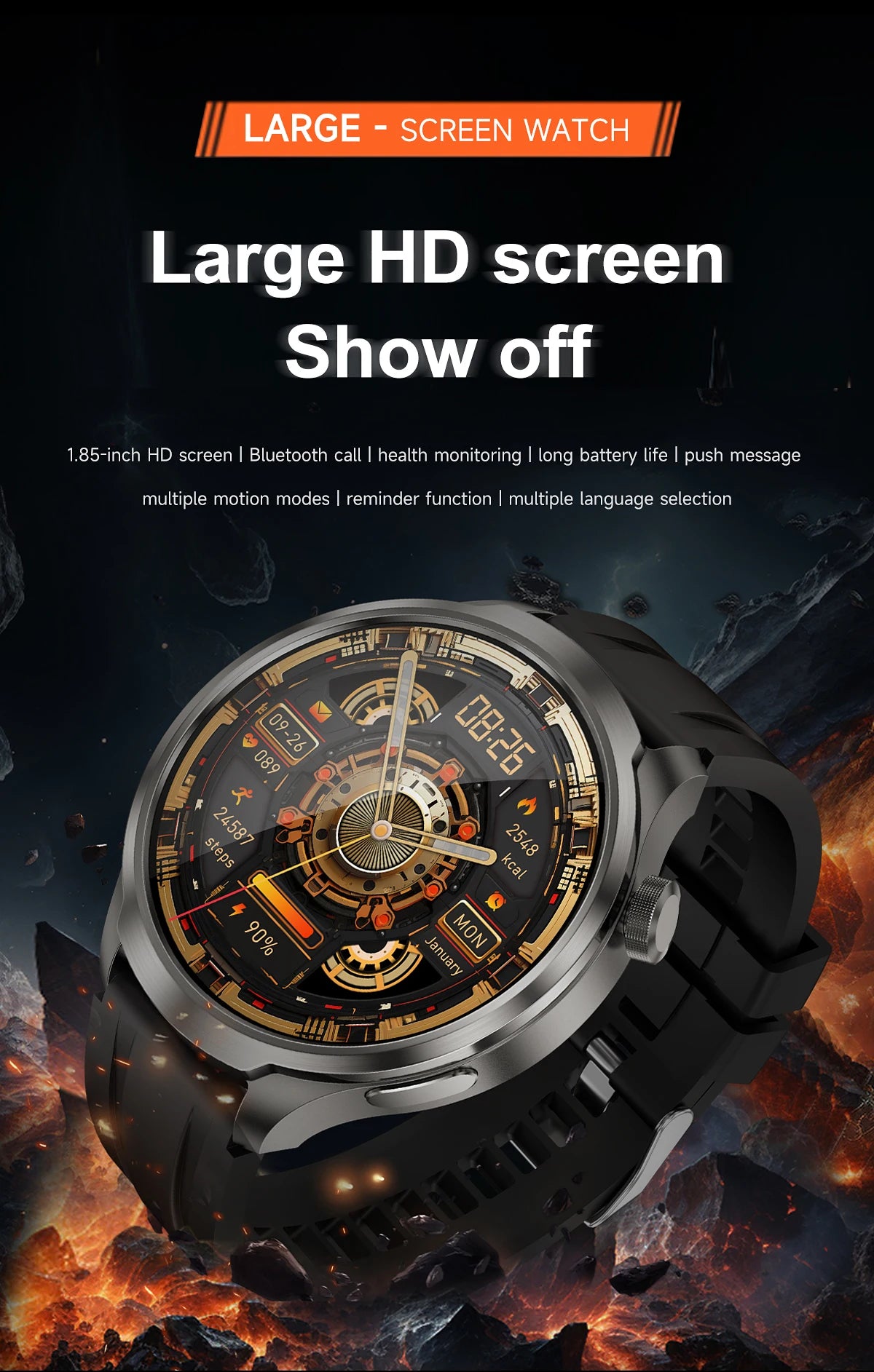 NEW GPS Outdoor fitness NFC Smart Watch Men 1.85 Inch AMOLED Screen  Bluetooth Call IP67 Waterproof Man Smart Watches Man 2025