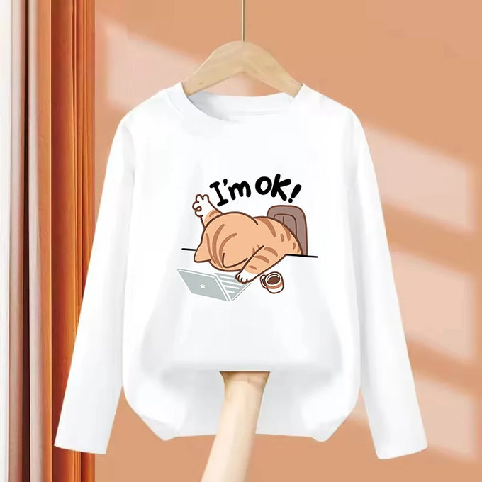 Kids' Computer Cat Long-Sleeve T-Shirt — product image