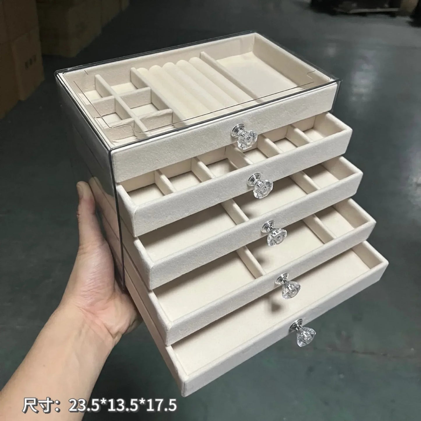 Newly Upgraded 7-Tier Dust-Proof Acrylic Jewelry Storage Box Modern Rectangular Desktop Display & Storage Jewelry Box Amagi