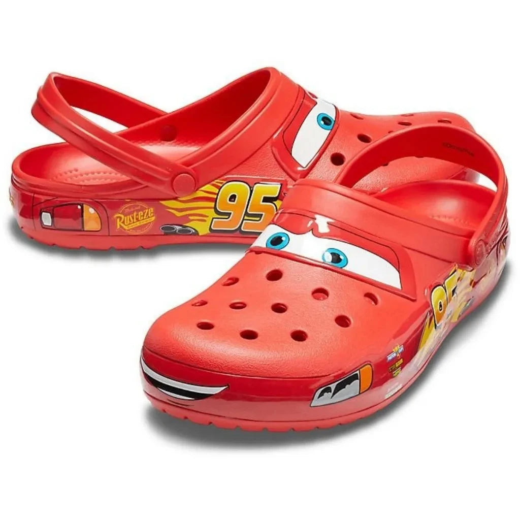 Cartoon Slippers Men Sandals Casual Ankle-Wrap Eva Car Flip Flops Shoes Lightning Mcqueen Outdoor Beach Holey Shoes