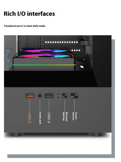 Power Train Illusionary Realm Computer Case M-ATX ITX Seaview Room Side Transparent Desktop Chassis Support 240 Water Cooler