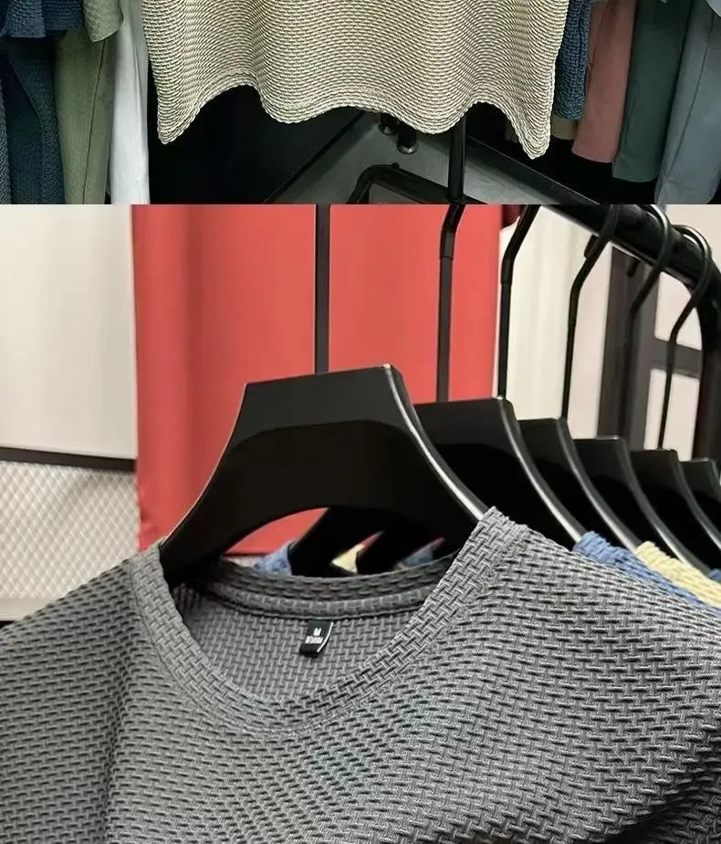 Ice Silk Mesh T-shirt Men's Short Sleeve Round Neck Tshirt Man Summer Half Sleeve Men Thin Solid Color Sports Tees Tops