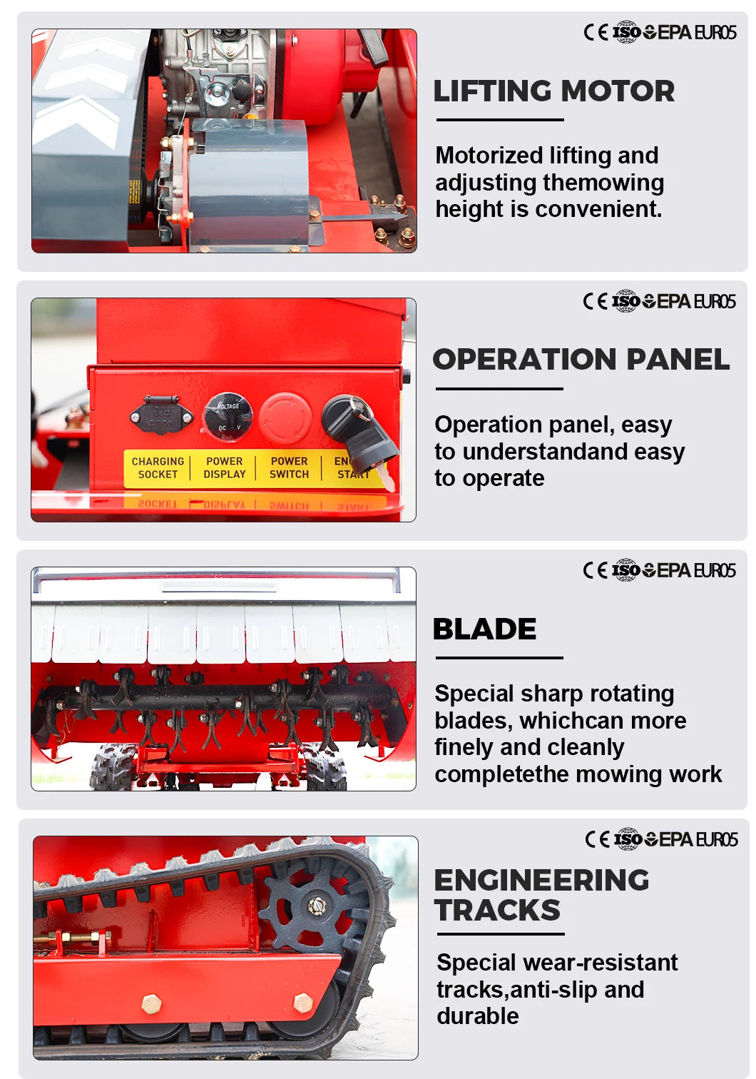 Grassland Green Trimming Lawn Mower CE EPA Mower Remote Customized Tracked Mulcher Multifunction Made in China
