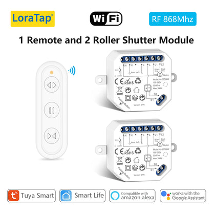 LoraTap WiFi Smart Curtain Switch Module Remote Control & Timer Works with Tuya Smart Life Google Home Alexa for Roller Blinds
