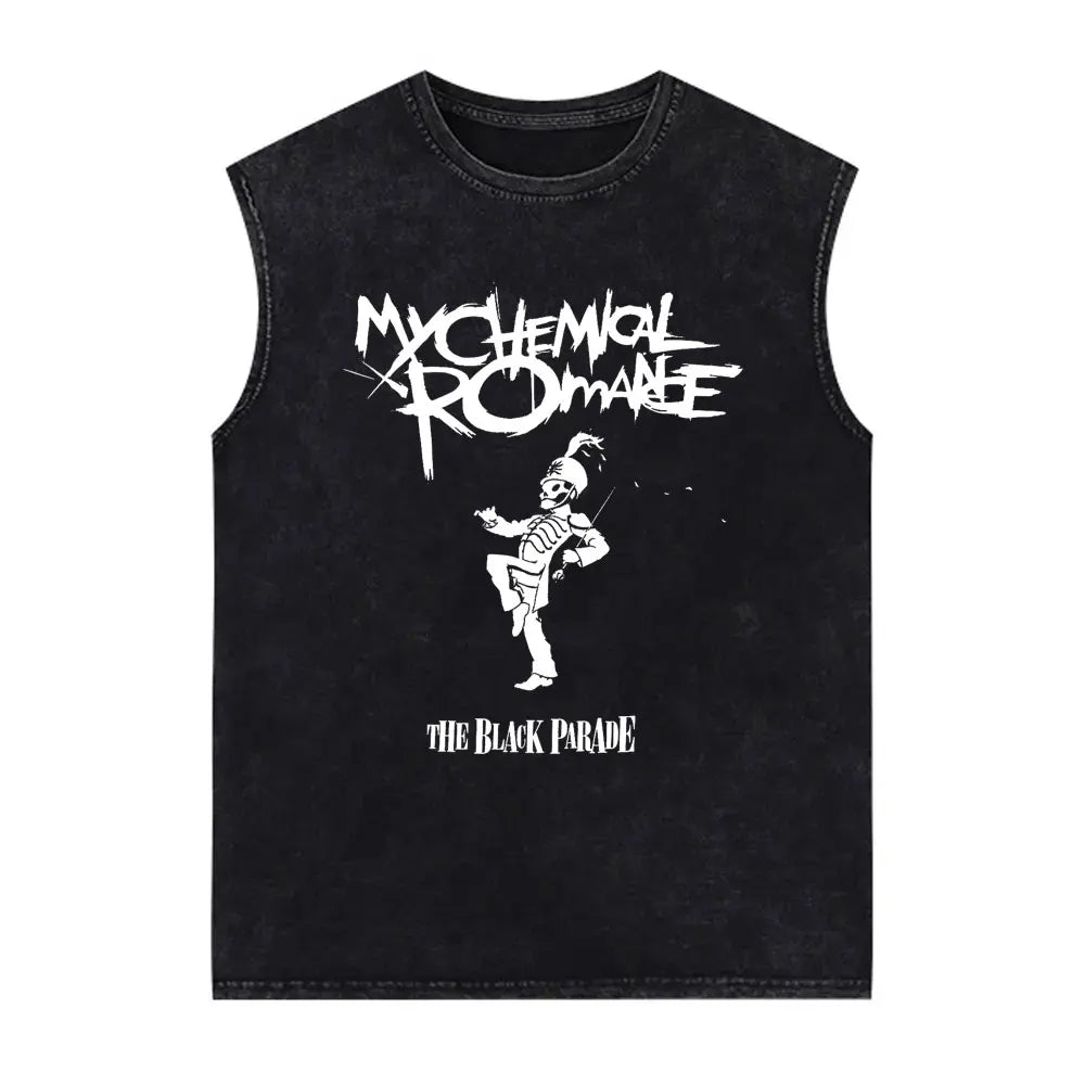 My Chemical Romance Vintage Washed Tank Tops Three Cheers for Sweet Revenge Sleeveless Vest Men Retro Punk Emo Rock Band T-shirt