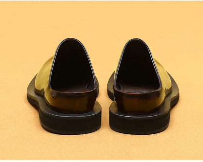 Luxury Men's Slippers Genuine Leather Loafers Men Moccasins Casual Non-slip Man Shoes Italian Summer Fashion Half Shoes for Men