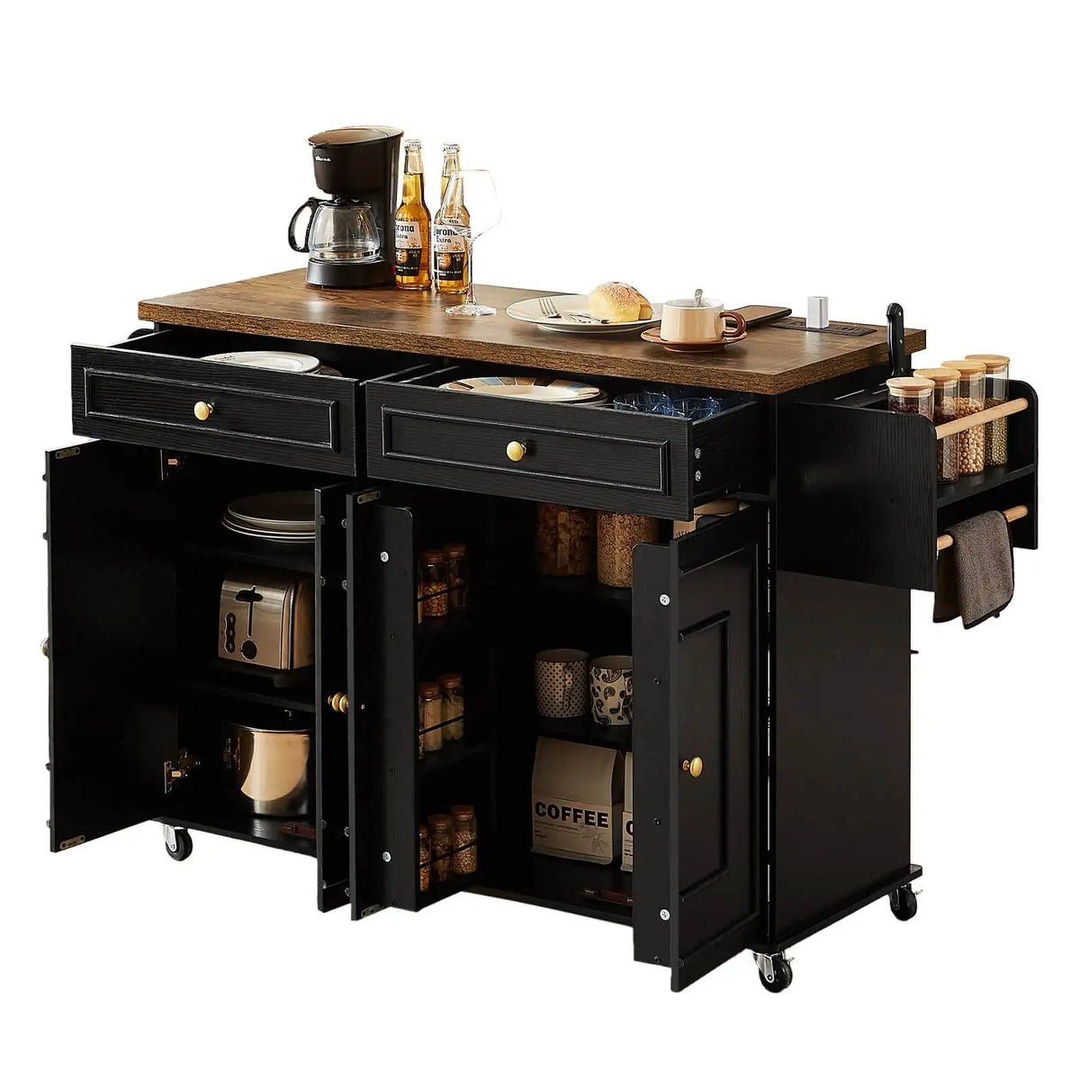 Rolling Kitchen Island with Drop Leaf — view 8