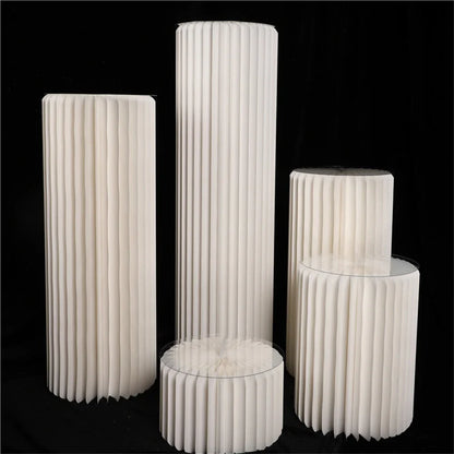 Roman Folding Column Ornaments Party Honeycomb Origami Display Stand Shop Window Wedding Decor Folding Cylindrical Flower Rack