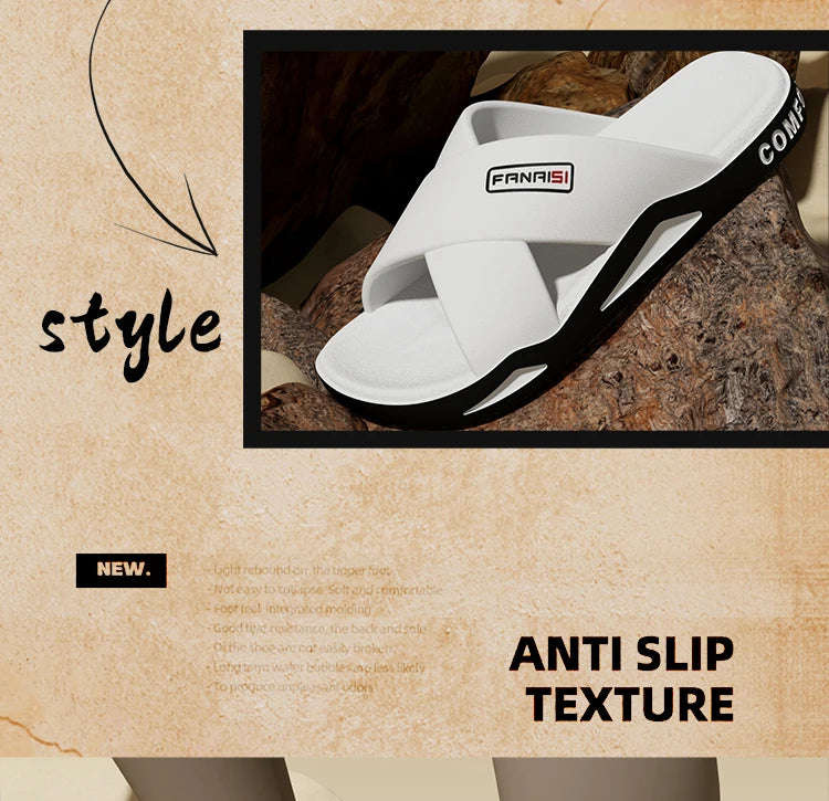 Men's Outdoor Fashion Sandals-Cross Strap Open Toe Slide Sandal,Non-Slip Bath Shower Slippers,Beach Shoes for Swimming & Walking