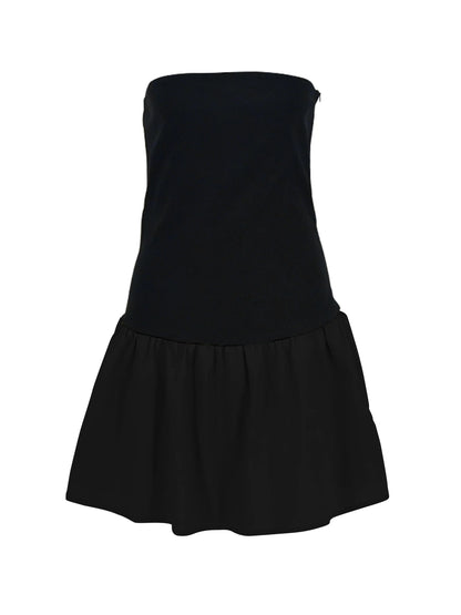 Women A-Line Dress Sexy Party Women Dress Mini Dress Off Shoulder Strapless Patchwork Black Club Party Summer
