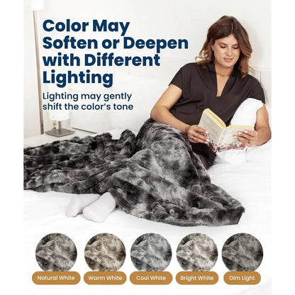 Cozy 50x65 Minky Throw Blanket for Couch or Bed, Plush Cover for Living Room Decor