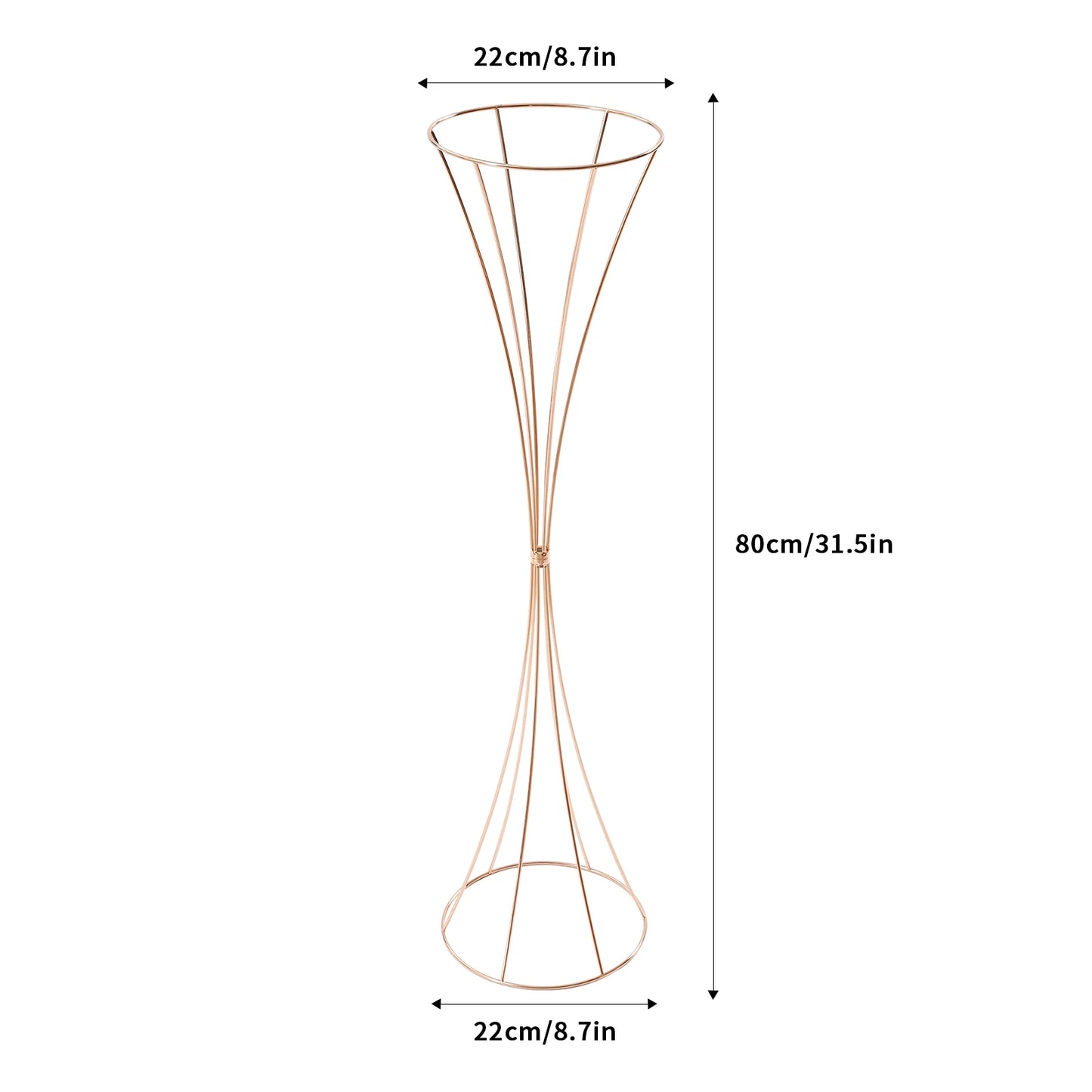 10pcs Golden Vase 80cm for Table Wedding, 31.5inch Metal Wedding Centerpieces Vase, Flower Road Lead Stand Stackable