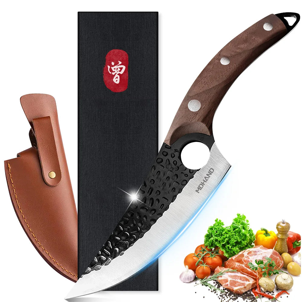 MDHAND Ultra-sharp and Wear-resistant Boning Knife, Stainless Steel Meat Cleaver, Outdoor Cooking Cutter Butcher knife Cutter