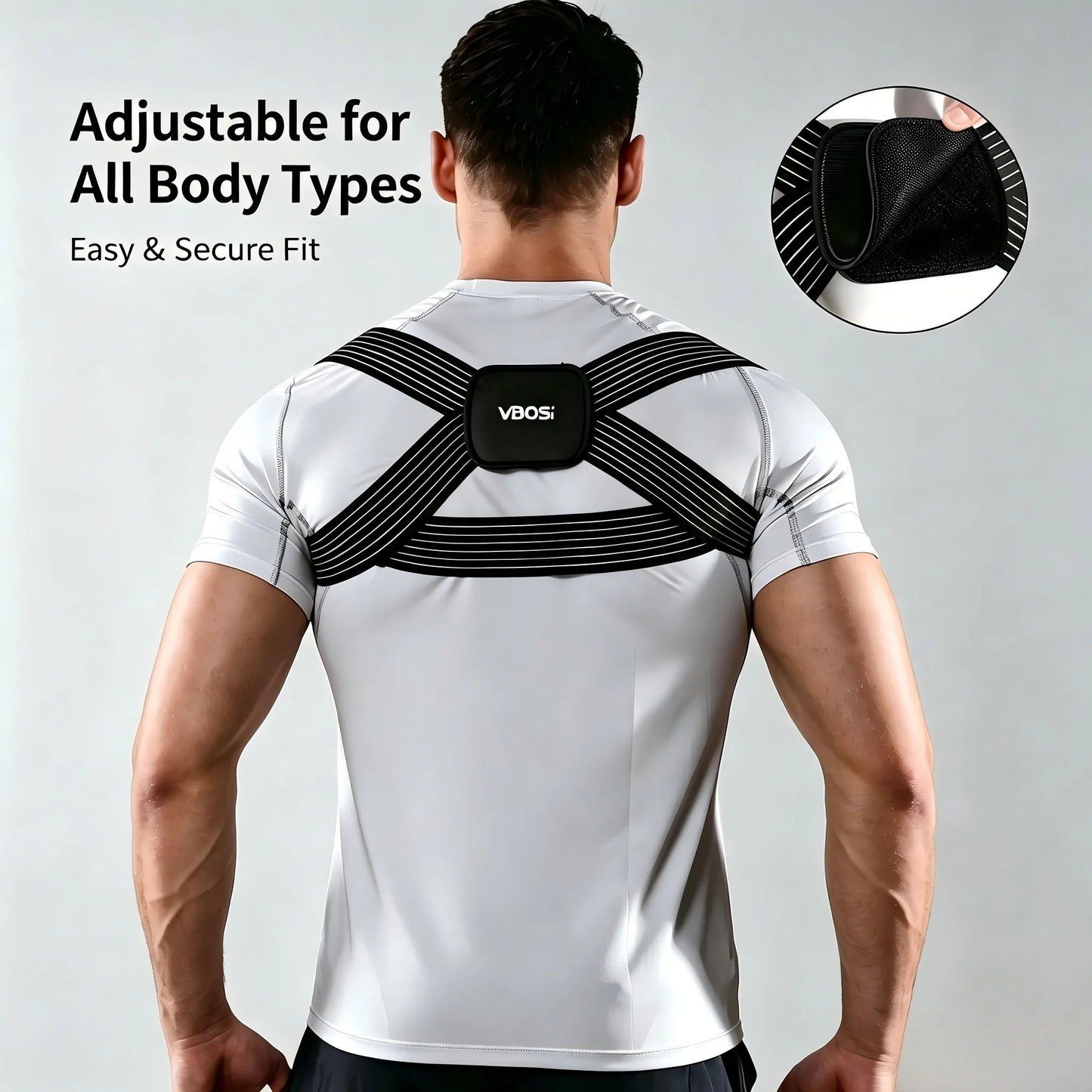 VBOSi Invisible Posture Corrector Adjustable Back Brace Breathable Shoulder Support Belt for Men Women Anti‑Hunchback Spine Pos