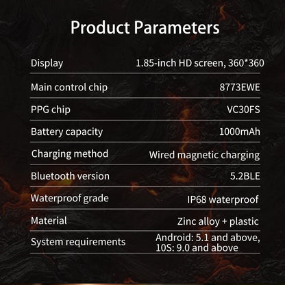2026 New  Outdoor Smart Watch 1.85inch AMOLED 1000mAh Large Battery 5ATM Waterproof Voice Call Sports Men Fitness Bracelet