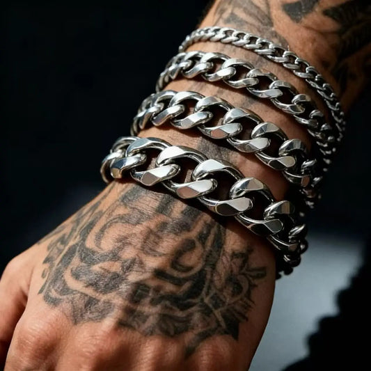 HNSP 3MM-15MM Thick 316L Stainless Steel Cuban Chain Bracelet For Men Hand Jewelry Punk Street Style Accessory PVD Electroplat