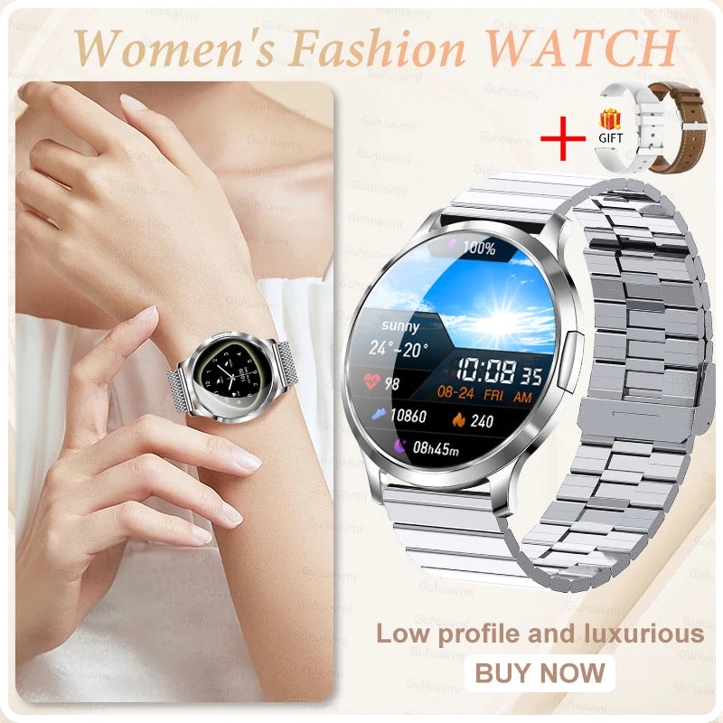 2026New Ultra-thin Women Smart Watch HD AMOLED Full Touch Screen Bluetooth Call Blood Pressure IP68 Waterproof NFC 7.3mm bracele