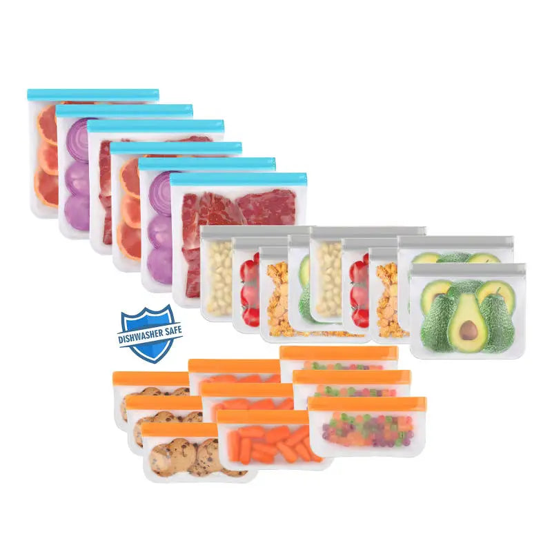 Thickened PEVA Food Bag Reusable Freezer Bag Food Storage Bags Ziplock Leakproof Fresh Snack Bag Food Grade Lunch Bag for Fridge