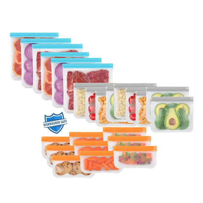 Thickened PEVA Food Bag Reusable Freezer Bag Food Storage Bags Ziplock Leakproof Fresh Snack Bag Food Grade Lunch Bag for Fridge