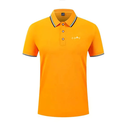 Summer men's 100% polyester fashion Milan print casual knight stripe lapel short-sleeved shirt polo shirt top