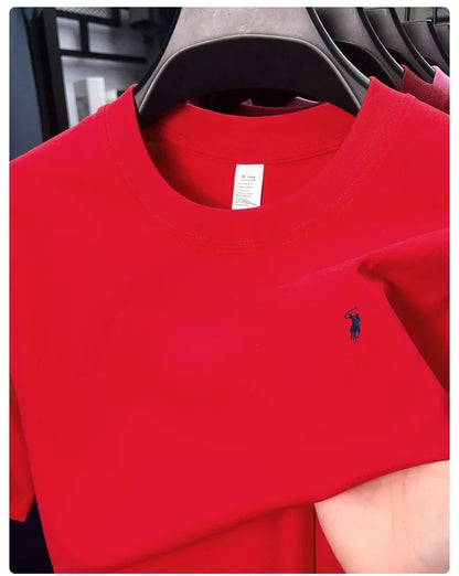 2025 Xiaoma Fashion Brand Pure Cotton Men's Short sleeved T-shirt Summer New High end Comfortable Casual Round Neck Top