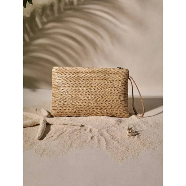 Tropiscape Straw Zip Wristlet — view 1