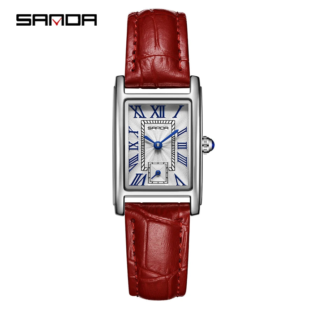 SANDA Top Fashion 1116 Women's Watch Elegant Design Rectangular Dial Waterproof Quartz Movement Business Women's Quartz Watch