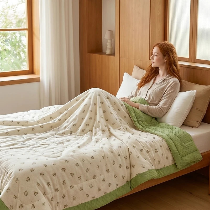 Summer Quilt Printed Polyester Microfiber Filling Lightweight Cooling Bed Blanket
