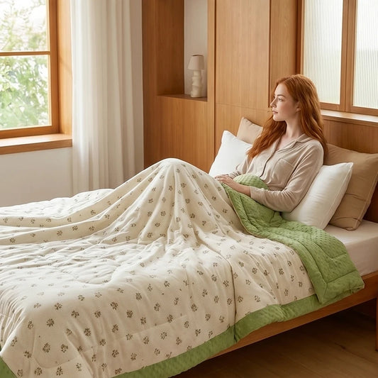 Summer Quilt Printed Polyester Microfiber Filling Lightweight Cooling Bed Blanket
