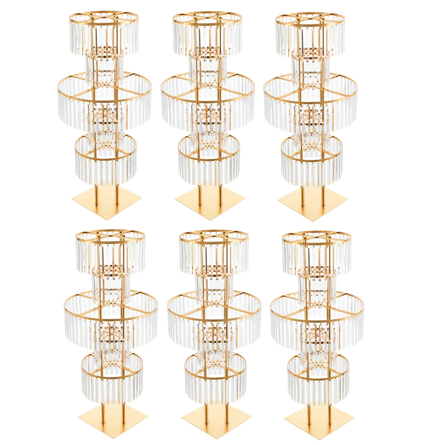 5 Tiers Wedding Centerpieces Flower Stand, 110cm Acrylic Crystal Flower Vase Rack Floor Table Decor Display Holder, Gold/Silver