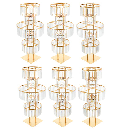 5 Tiers Wedding Centerpieces Flower Stand, 110cm Acrylic Crystal Flower Vase Rack Floor Table Decor Display Holder, Gold/Silver