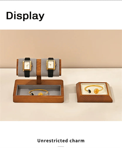 MISHITU T-shaped Watch Stand Wooden Jewelry Watch Display Stand Watch Storage Holder Bracelet Jewelry Display Watch Storage Rack
