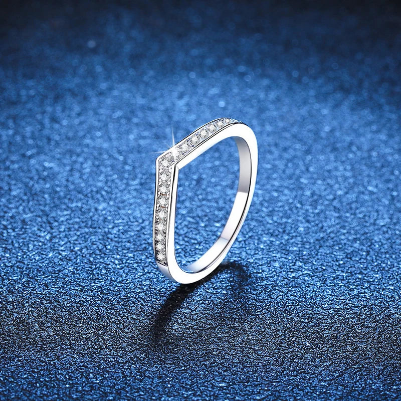 1.0mm-3.5mm Round Brilliant Cut Moissanite Wedding Rings Half Eternity Band 925 Silver Lab Diamond Wedding Ring With Certificate