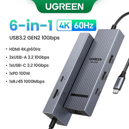 UGREEN 12-in-1 USB HUB Type-C to 2HDMI 4K120Hz DP USB3.2 10Gbps SD/TF RJ45 PD100W for MacBook Dell HP Laptop Accessories Docking
