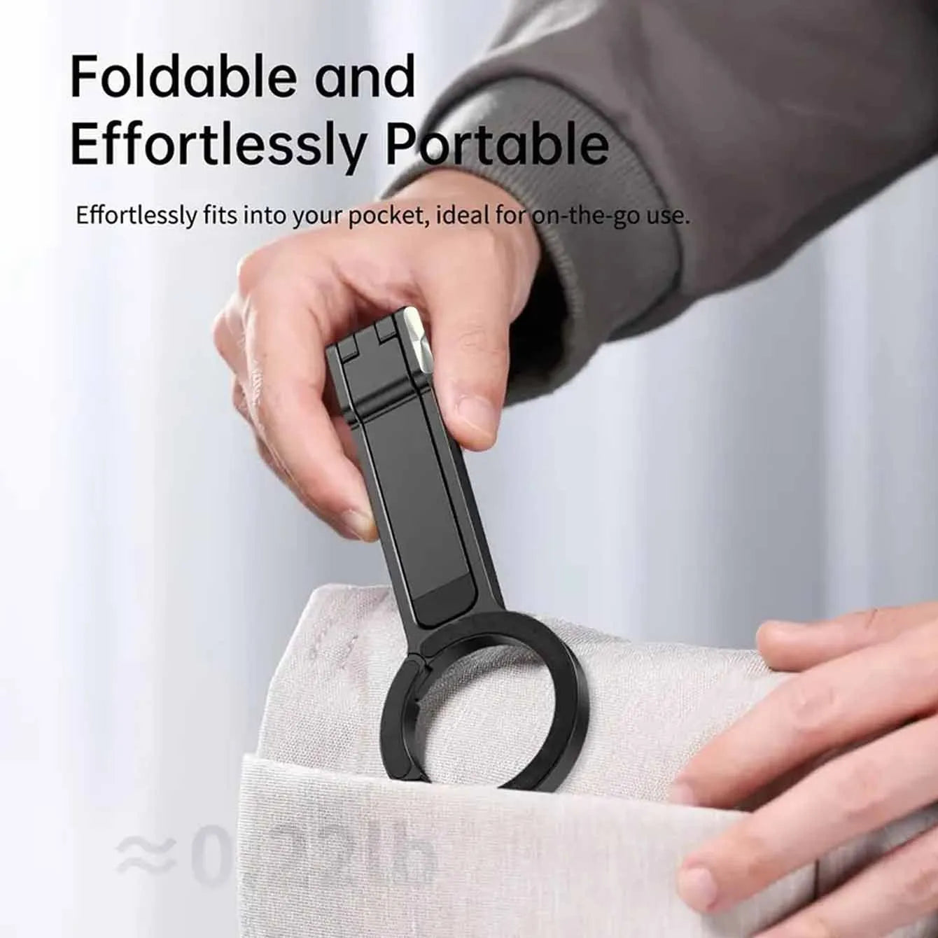 Portable Foldable Phone Tripod Carabiner-Mounted for Magsafe Phone Dual-sided Magnetic Phone Bracket for Live Streaming Selfie