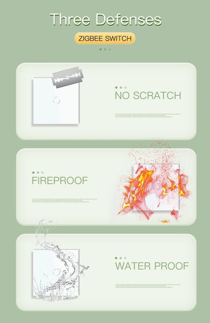 BSEED Zigbee Smart Light Switch 1/2/3Gang Wall Touch Switch Smart Life Google Alexa Tuya App Control No Neutral Wire Required