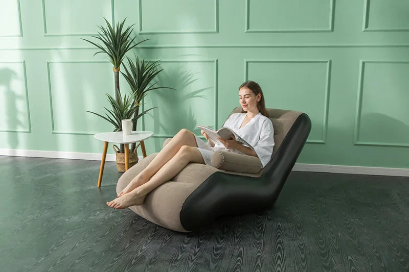 1Pc Inflatable Lazy Sofa Home Leisure Fashion Comfortable  Inflatable Air Sleeping Bed Indoor Collapsible Bed Leisure Sofa