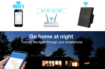 Tuya WiFi Smart On Off Light Switch 220V Power Button Wall Touch Alexa Google Home Voice With Without No Neutral Wire EU Two Way