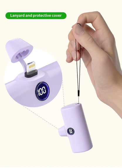 Fast Charge Portable Charger for iPhone Samsung Xiaomi Compact External Spare Battery Built-in Plug PD Fast Charging Power Bank